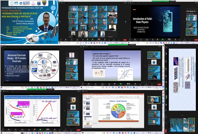 International Guest Lecturer "Introduction of Solid State And Materials Physics" With Prof. Dr. Ramesh T Subramaniam Universiti Malaya, Malaysia 14 dan 16 Juni 2022